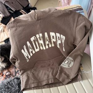 Madhappy brown Taupe Hoodie with White Print
